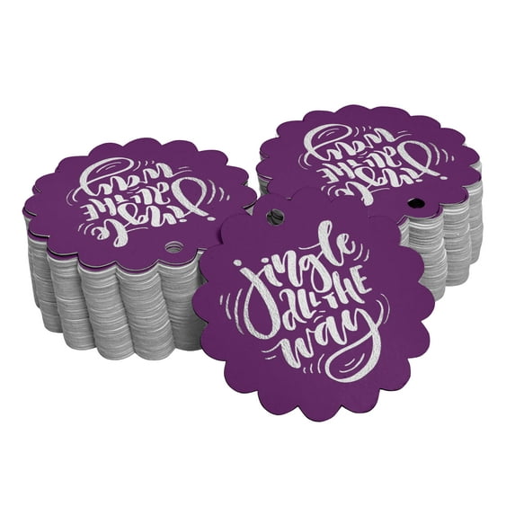 Inkdotpot Pack Of 100 Jingle All The Way Christmas Favor Paper Tags Craft Real Silver Foil Hang Tags