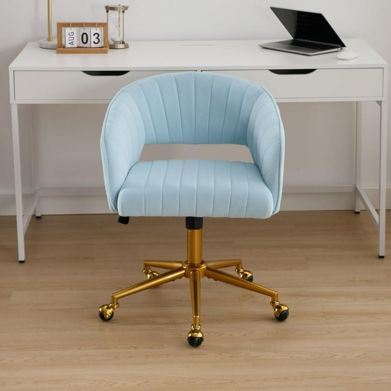 Westice Home Office Desk Chairs Velvet Task Chair Height Adjustable Swivel Vanity Chair Ergonomic Chair for Study Living Room Computer Room Light