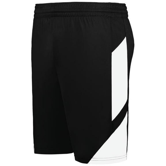 Augusta Sportswear 1737.420.L Youth Step-Back Modern Fit Basketball Shorts, Black & White - Large