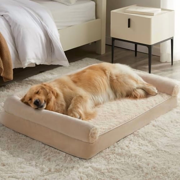 Dog Beds for Large Dogs, Orthopedic Dog Bed for Medium Large Dogs,Big Waterproof Couch Pet Bed with Removable Washable Cover Beige,36"L x 27"W x 6.5"Th