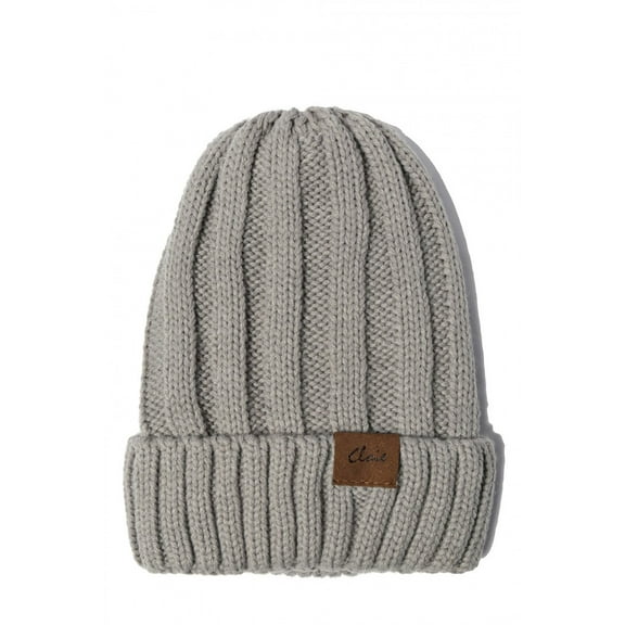 Urban-Peacock Cloie Soft Cable Knit Beanie Winter Hat with Warm Fleece Lining - Gray - For Men or Women