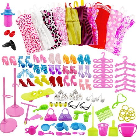 Acheter Ensemble de vêtements pour poupées Barbie, 85 pièces, accessoires  de mode, robes, chaussures, meubles, cadeau pour filles, jouet pour enfant