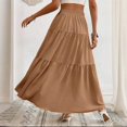 thumbnail image 4 of Women's Maxi Pleated Skirt High Waisted A Line Long Skirts Button Down Business Casual Outfits for Holiday, 4 of 5