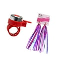 thumbnail image 2 of Bells Streamers 2pcs Children Bike Grips Tassels With 1pc Bell Set Scooter Ribbons Handlebar Weave Streamers Bike Accessories (Purple Pink Tassels and Red Bell), 2 of 8