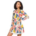 thumbnail image 3 of FORMRS Womens Long Sleeve Nightgowns Crew Neck Sleep Shirt Soft Pajamas Sizes S-3XL, Abstract Triangles, 3 of 8