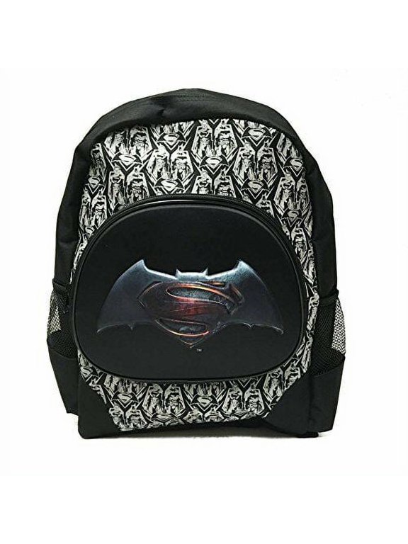DC Batman vs Superman Black/White Backpack Large 16" with Batman/Superman Logo