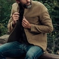 thumbnail image 2 of Chaqueta de color sólido de moda con bolsillo de un solo pecho para hombre Abrigo de prendas de vestir básico informal Pompotops  oipoqjl12364, 2 of 3