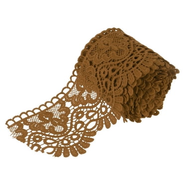 Uxcell 4 Inch Wide 5 Yard Lace Ribbon Floral Pattern Dark Coffer Milk Silk Lace Trim for Sewing Making, DIY Crafts