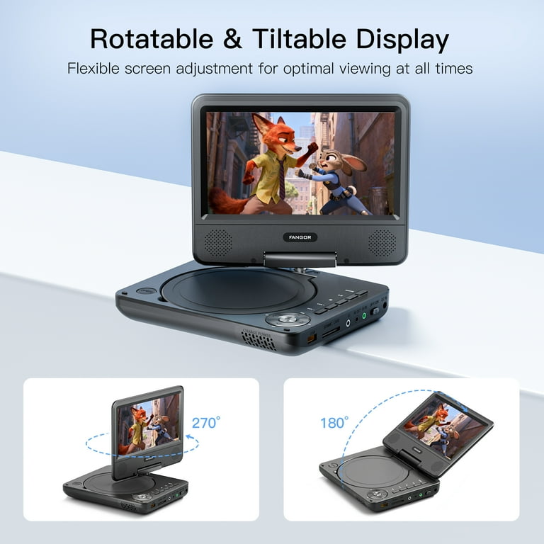 FANGOR Portable DVD Player, 9.5inch Kids CD dvd player with 7in