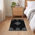 thumbnail image 3 of ODIKA 2'x3' Ultra-Soft Accent Mat, Gothic Vintage Haul Mirrored Border Interlocking Corridor Grey None Washable, Bare feet friendly, Easy Care Indoor rug for Bedside, Footrest, 3 of 7