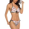 thumbnail image 2 of NICKSUN Women's Pink Cherry Print Bikini Set, 2 Piece Swimsuits String Halter Triangle Bathing Suits, 2 of 6