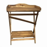 Haxnicks Hardwood Potting Table, Foldable Garden Bench with Storage Shelf, Acacia Wood, 29.5"W x 39.3"H x 18.8"D