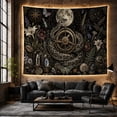 thumbnail image 6 of Coiled Snake Around a Compass Beneath the Full Moon, Mystical Fantasy for Reptile Fans, Dark Botanical Decor, Halloween Gift, Tapestry Wall Hanging for Bedroom and Study Room, 6 of 7