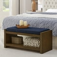 thumbnail image 2 of GZXS Compact Bedroom Bench for End of Bed, Modern Storage Bench Ottoman with Removeable Seating Cushion, 2 Tier Shoe Storage Organizer for Hallway, Living Room (Navy Blue), 2 of 7