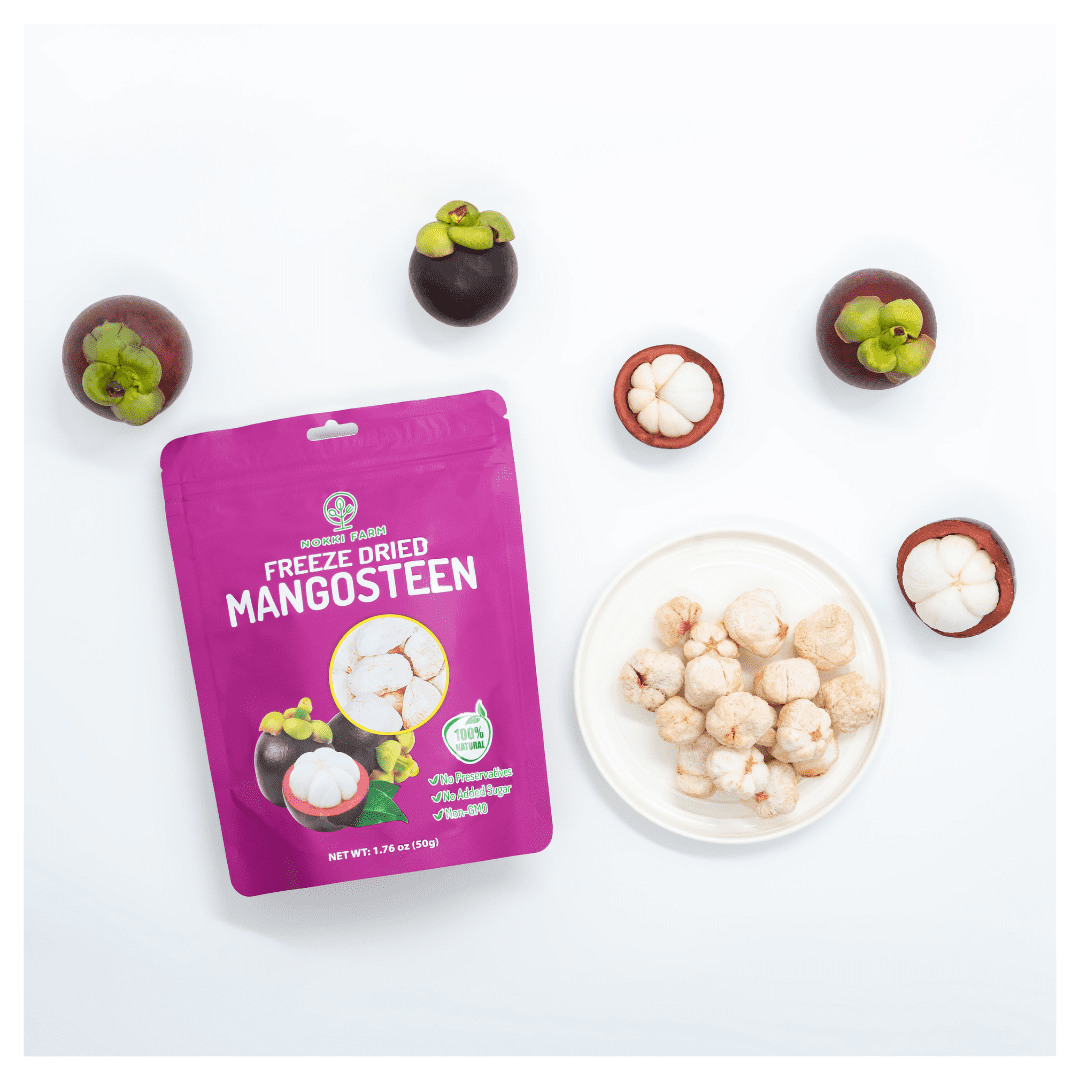 NOKKI FARM Freeze Dried Mangosteen - Healthy & Exotic Tropical Superfood Snacks, No Added Sugar or Preservatives, Kid-Approved, Shelf-Stable & Portable for On-The-Go Snacking, 1.76oz x 6ct