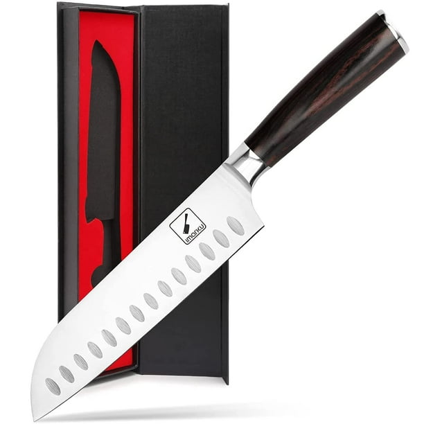 Cuchillo de chef Imarku, 7 pulgadas, ultra afilado, Santoku 7Cr17Mov, acero