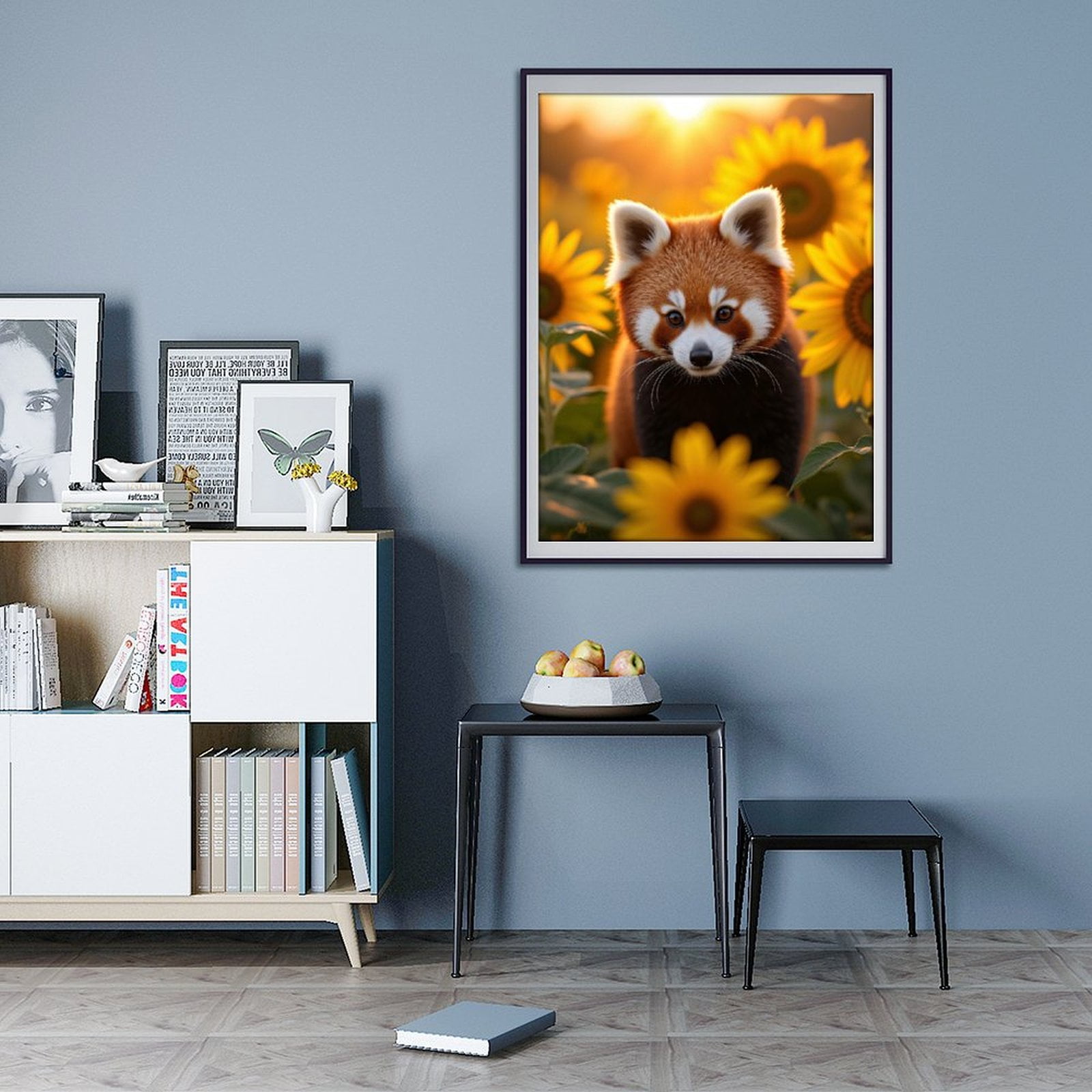 Diamond Art Kits for Adults - 5d Red Panda Among Sunflowers Sunset Diamond Painting for Adults, Diamond Art for Adults Beginners, Diamond Painting Kits for Adults for Home Wall Decor