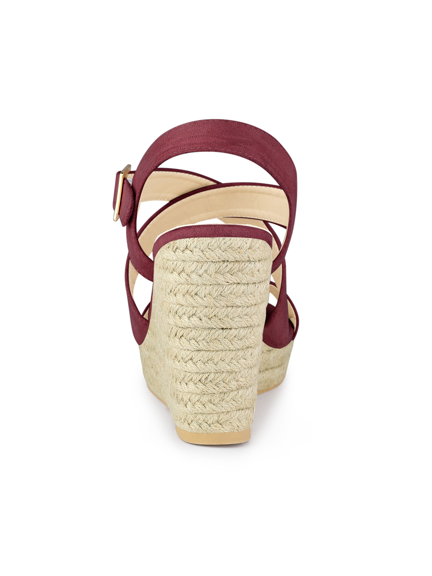 DARING DIVA Women's Stylish Espadrilles Platform Slingback Wedges Sandals Burgundy 9