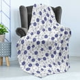thumbnail image 4 of Blue Soft Flannel Fleece Throw Blanket, Hand Drawn Style Chinese Pattern with Flowers Nature Inspired Vintage, Cozy Plush for Indoor and Outdoor Use, 70" x 90", Violet Blue White, by Ambesonne, 4 of 5
