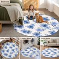 thumbnail image 6 of Blue Spring Floral 3ft Area Rug, Elegant Flowers Summer Botanical Washable Non-Slip Small Round Rugs for Entryway Bedroom Kitchen, Soft Circle Carpet for Dining Room, Playroom Nursery Rug, 6 of 9