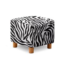 Jiueut Zebra Stripe Print Ottoman Slipcover, Stretch Square Square Footstool Slipcover Folding Storage Ottoman Covers for Living Room with Elastic Bottom