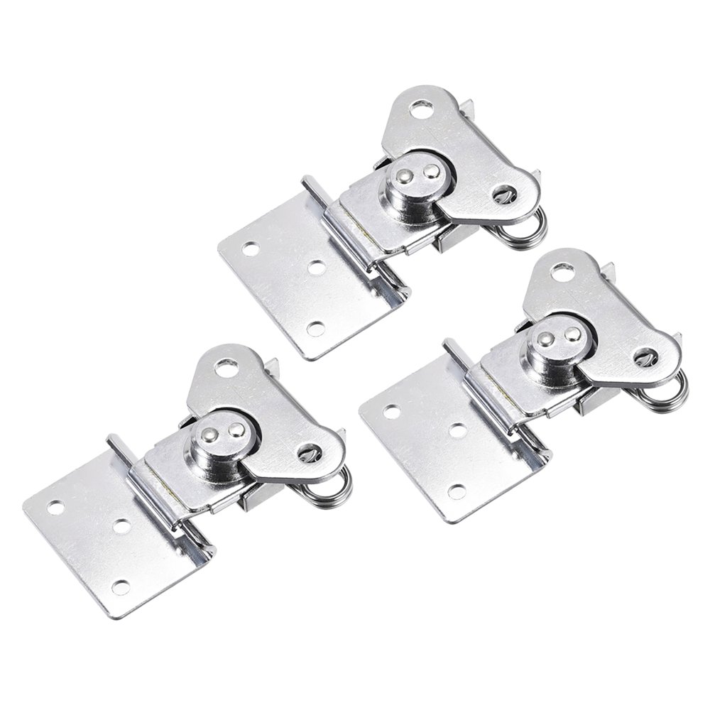 2.24" Iron Spring Loaded Butterfly Twist Latch Large Keeper Toggle Clamp 3 Pcs (Silver