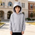 thumbnail image 2 of WhouRiu Boys Girls Solid Color Hoodie Kids Unisex Long Sleeve Hooded Pullover With Pockets Autumn Winter Cozy Soft Sweatshirts,7-8 Years, 2 of 4