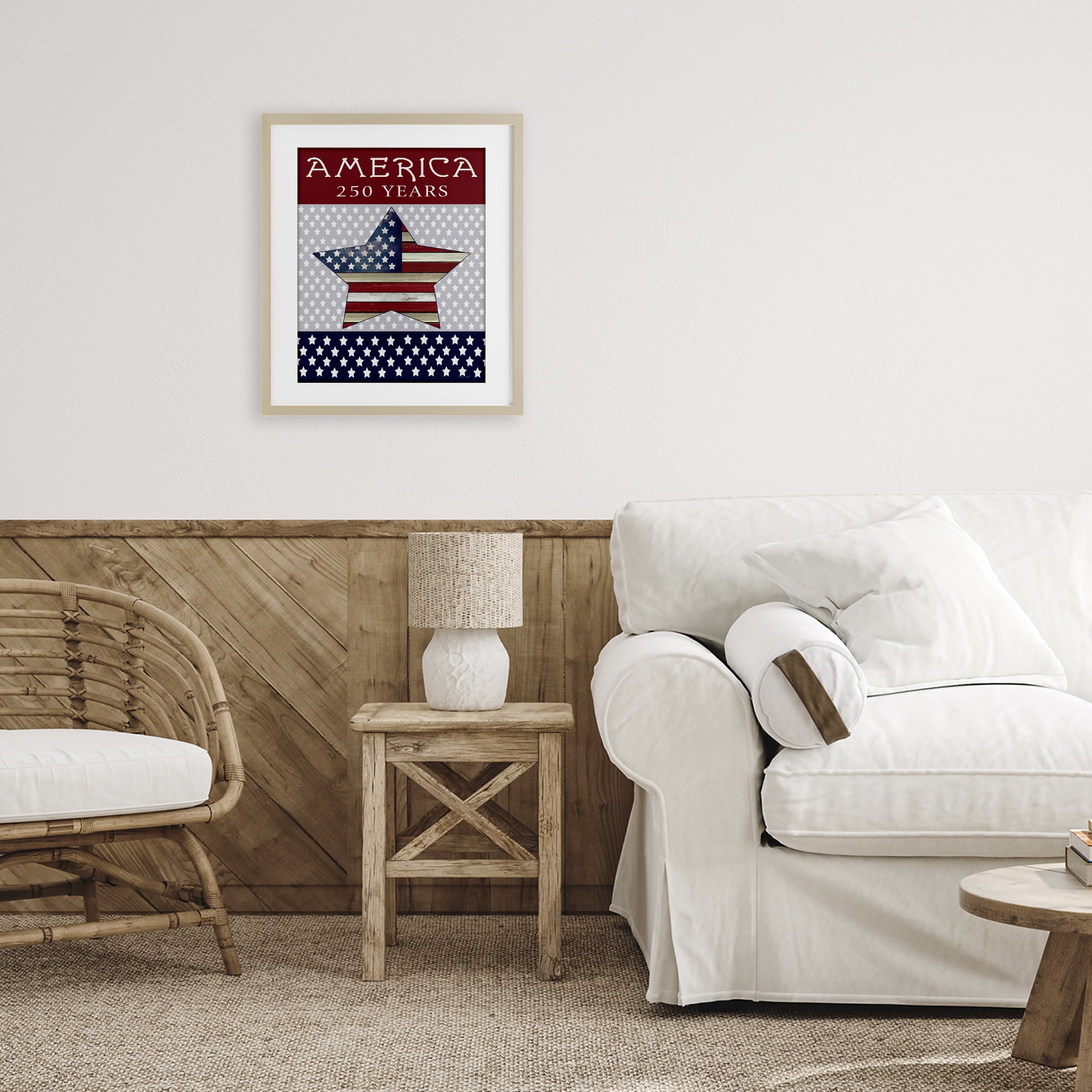 Stupell Industries Historic America 250 Years Birch Framed Print Under Glass, design by Cindy Jacobs