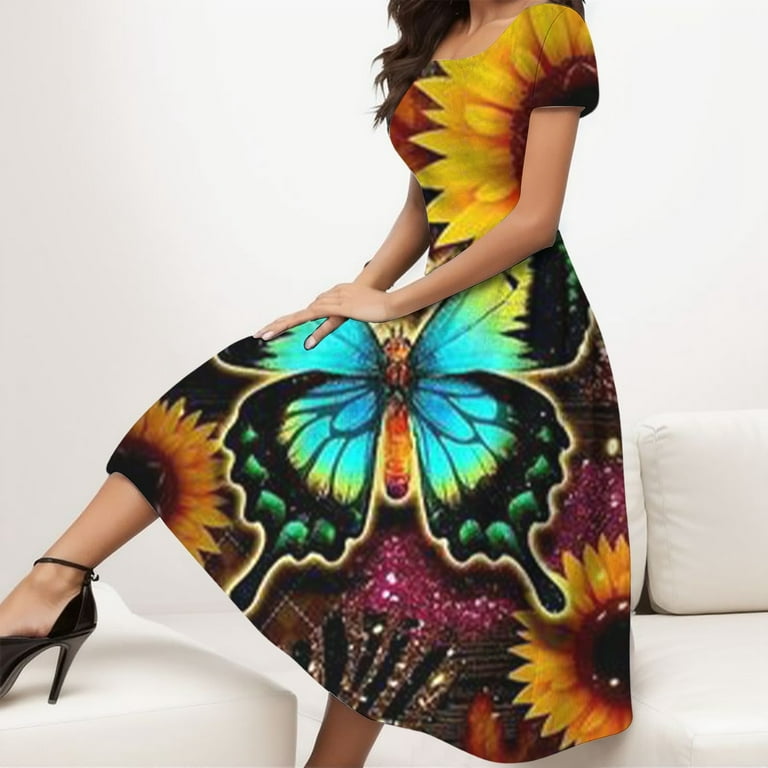 knee length dresses for ladies Butterfly dress main image 0