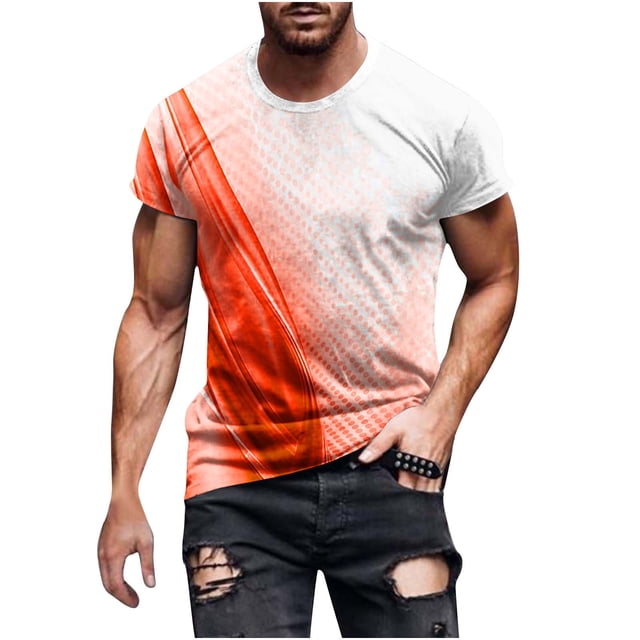 Qertyioot T-Shirt à Manches Courtes pour Hommes, Col Rond, Imprimé, Entraînement Physique, Sport, en Solde
