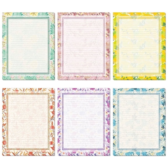 Anzon Mories 48 Pieces Vintage Morris Lined Stationery Paper Set 8.5 x 11In, Pretty Floral Writing Letter Stationary , Printer Friendly, 2 Sides Colored