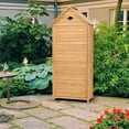 thumbnail image 6 of S AFSTAR Outdoor Storage Shed for Garden Tools, Wooden Patio Shed with Gable Roof and Metal Latches, 6 of 7