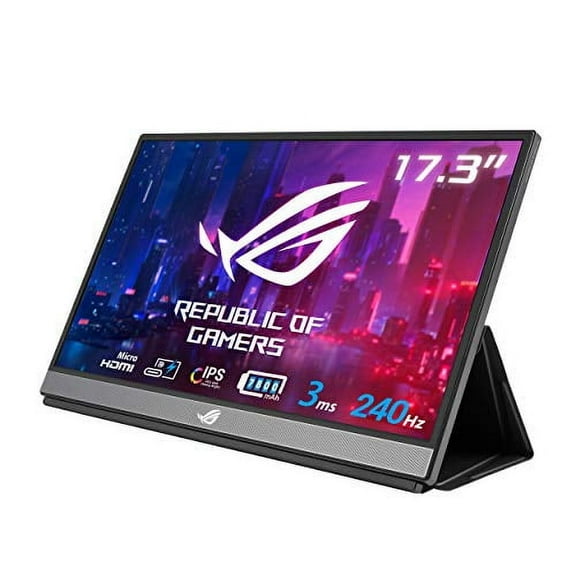 ASUS ROG Strix 17.3" 1080P Portable Gaming Monitor (XG17AHPE) - Full HD, IPS, 240Hz, 3ms, Adaptive-Sync, Smart Case, Ultra-slim, USB-C Power Delivery, Micro HDMI, For Laptop, PC, Phone, Console