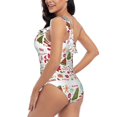 thumbnail image 4 of Pofeuu Snowflakes Santa Claus Print Women's One Piece Swimsuits One Shoulder Swimwear Asymmetric Ruffle Monokinis Bathing Suits-Medium, 4 of 6