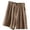 Coffee, variant on Women's Solid High Waist Partial Elastic Back Pleated Linen Blend Lightweight Breathable Wide Leg Casual Summer Bermuda Shorts with Side Pockets,XXL