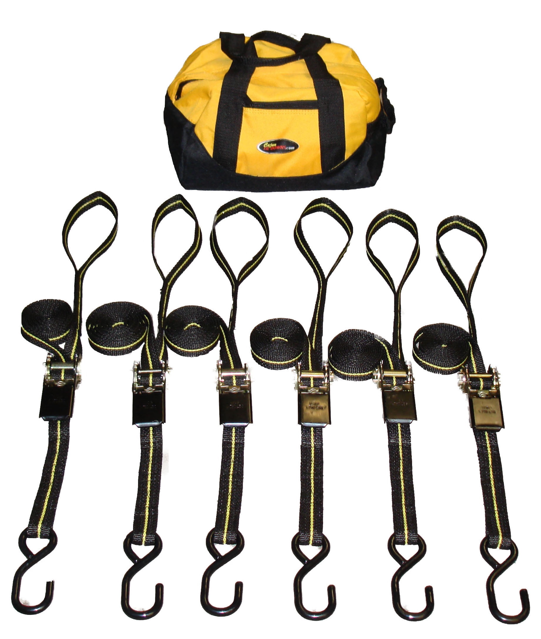 Ratchet Tie Down Straps With Soft Loops 7 Piece Kit With Duffel Bag