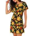 thumbnail image 2 of Fotbe Tangerine Bata de Dormir para Mujer con Estampado, Camisón de Algodón de Manga Corta, Ropa de Dormir Casual, 2 of 6