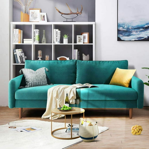 Kadyn Couch, Futon Sofa, Sofa Couch,72" Velvet Round Arm Apartment Loveseat, Green