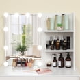 thumbnail image 5 of USIKEY Vanity Table Set for Gift with 10 Hollywood Style Lights, Dressing Vanity Table with 2 Long Shelves and 2 Big Drawers, Makeup Table with Cushioned Stool for Women, Girls, Bedroom, White, 5 of 10
