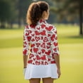thumbnail image 6 of HUIACONG Red Heart Love Print Tennis Tops with Zipper Polyester Spandex Fabric with Comfortable Womens 3/4 Sleeve Golf Shirts for Ladies, 6 of 10