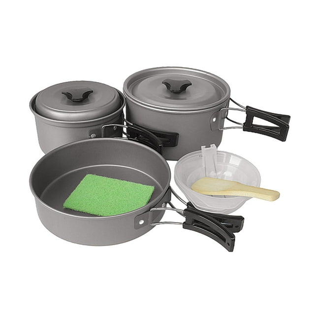 Camping Cookware Set for Campfire Camping Cooking Set Compact with Folding Handles Durable Pot and Pan Cooking Pot for Camp
