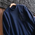 thumbnail image 3 of YUGYXL Men's Casual Crewneck Sweatshirts Colorblock Long Sleeve Pullover with Chest Pocket Navy L, 3 of 3