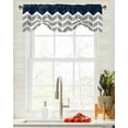 thumbnail image 4 of Fsddascl Navy Blue Geometric Tie Up Valance Curtains for Windows, Kitchen Curtains Window Treatments, White Chevron Modern Abstract Art Aesthetics Short Window Valances for Bedroom Bathroom 42"x12", 4 of 7