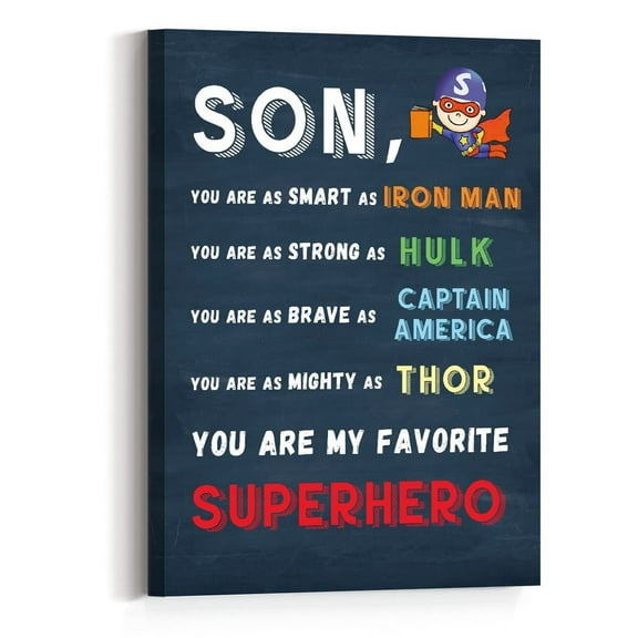 To My Son Wall Decor,Inspirational Gifts for Son,Superhero Wall Art for Boys Room,Son You Are My Favorite Superhero Canvas Wall Art for Son Home Bedroom Dorm Playroom