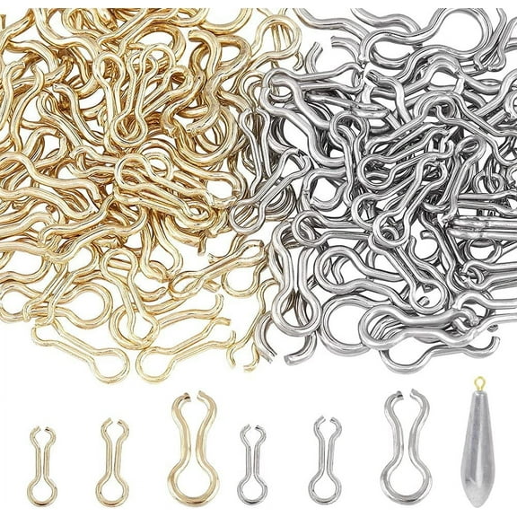 240Pcs 3 Sizes Fishing Sinker Eyes Eyelets DIY Fishing Lures Eyelet 2 Colors Stainless Steel 8-Shaped Loops Eyelets Swivels Clip for Lead Weights Molds Tackle Accessories DIY