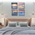 thumbnail image 2 of Winter Canvas Wall Art Framed,4 Piece Purple Landscape and Snow Forest Natural Wall Decor for Bedroom Purple Sunset Clouds in Winter Rural Scenery Living Room Home Decorations, 2 of 6