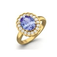 thumbnail image 2 of 925 Sterling Silver Gold Vermeil 6mm Round Tanzanite Solitaire Women Valentines Day Gifts Ring, 2 of 4