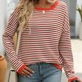 thumbnail image 5 of Utoimkio Cable Knit Striped Fall Crewneck Sweater Women's Soft Pullover Sweaters for Women, 5 of 8