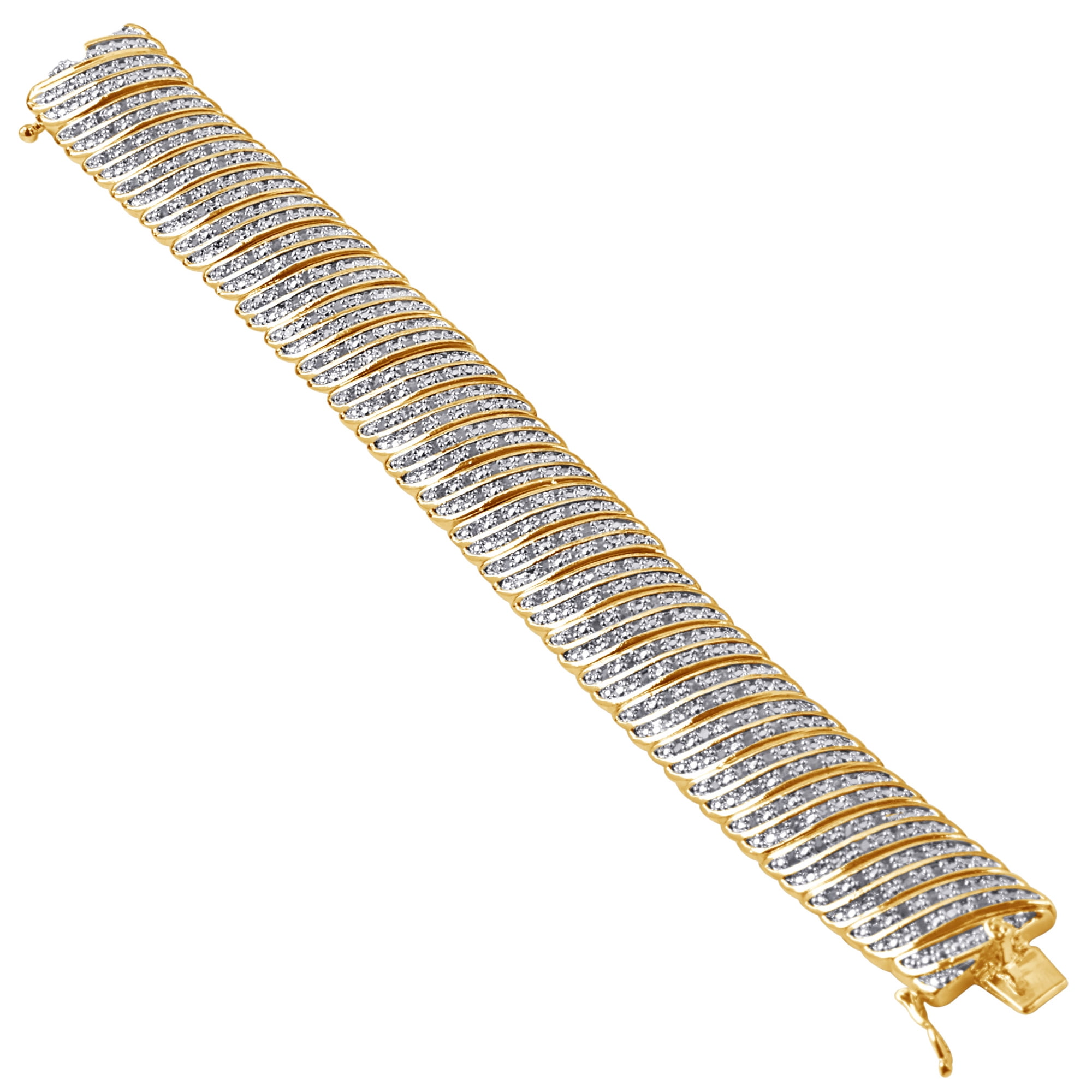 2.0 Carat T.W. 14K Yellow Gold over Brass S-Link Fashion Bracelet,7.5 Inch.