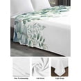 thumbnail image 6 of Green White Eucalyptus, King Size Flat Sheet, Wrinkleproof & Fadeproof Cooling Flat Bed Sheet Only, Watercolor Leaves Simple White Breathable Soft Bedding Top Sheets 105 x 98 Inches, 6 of 8